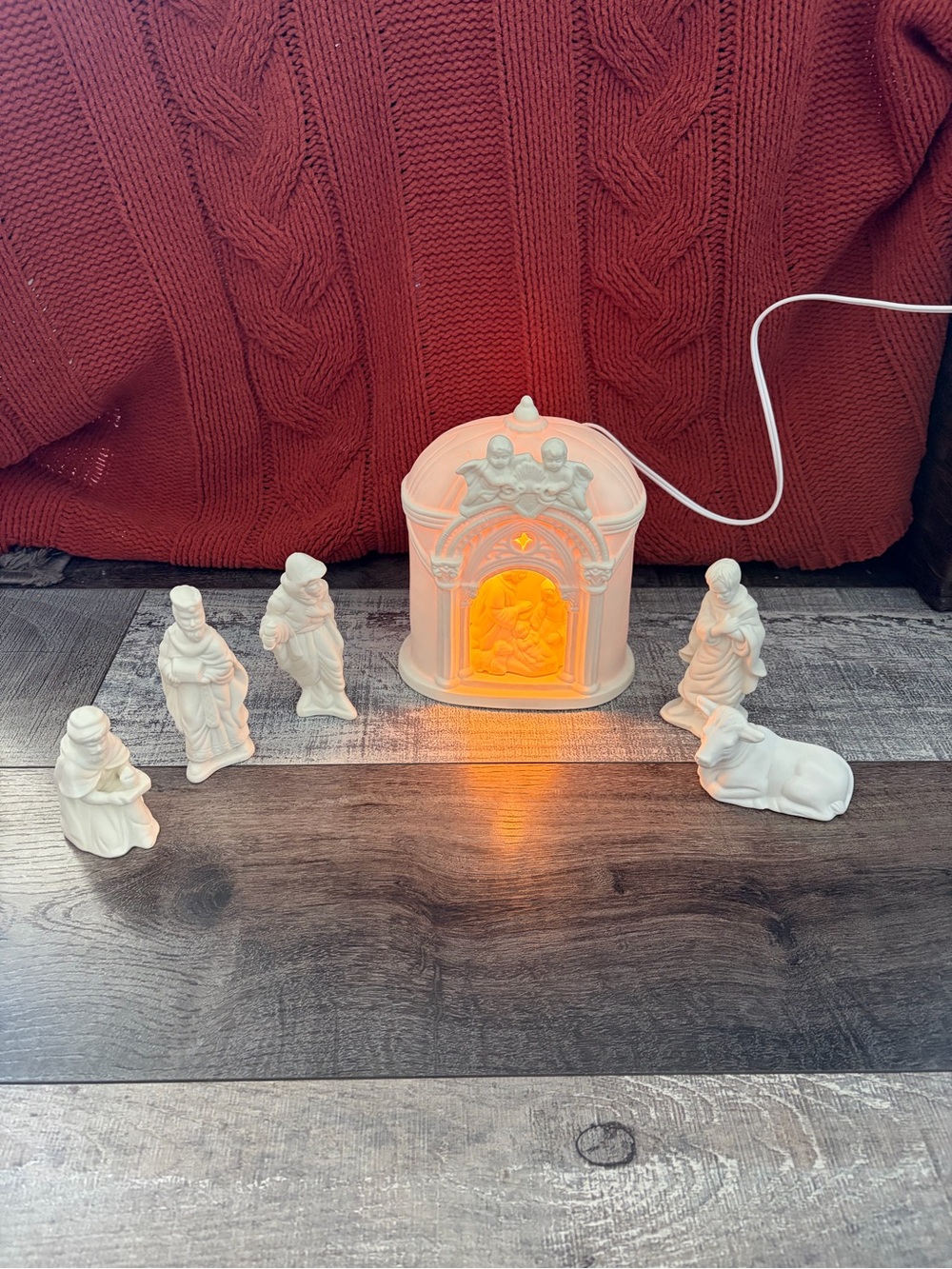 Ivory Lighted Nativity Set Manger Wise Men Christmas Decor
